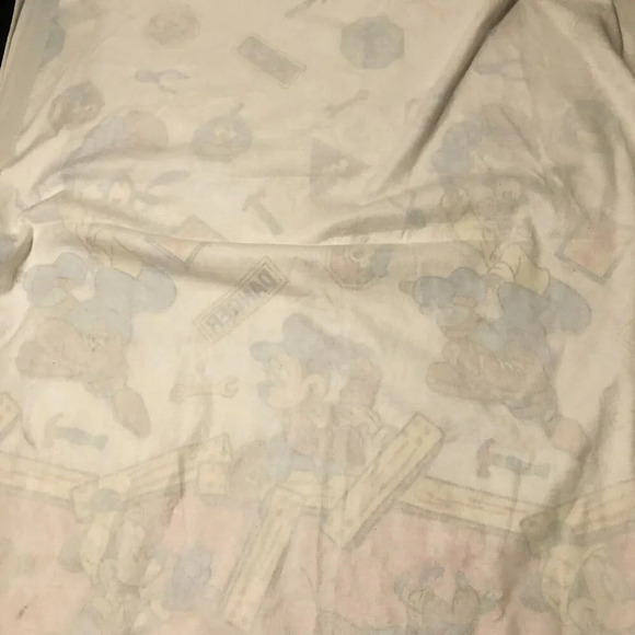Vintage Disney Mickey Mouse Goofy At Work Construction Blanket Polyester Acrylic - Picture 14 of 16